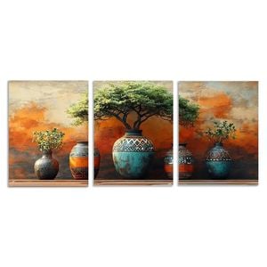 3pcs African Vases Colorful Nature Print 100% Australian Made 3 x 40x60cm (Metal Print)