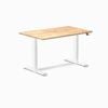Desky Dual Natural Timber Rubberwood Sit Stand Desk 120x75cm White Frame Leg