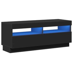vidaXL TV Cabinet with LED Lights Black 100x35x40 cm TV Stand HiFi Cabinet