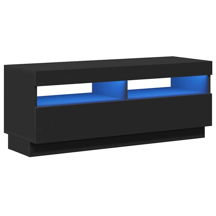 vidaXL TV Cabinet with LED Lights Black 100x35x40 cm TV Stand HiFi Cabinet