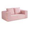 Oikiture Compressed Foam Sofa 2 Seater Pink Couch Chair Corduroy Loveseat