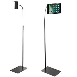 Tablet Floor Stand Holder Mount with Adjustable Height for iPad/iPhone 4.5"-12.9" Devices (Black)