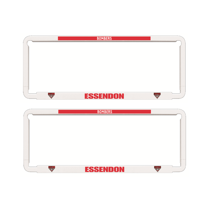2x OFFICIAL AFL ESSENDON BOMBERS Car Number Plate Frame Cover Surround