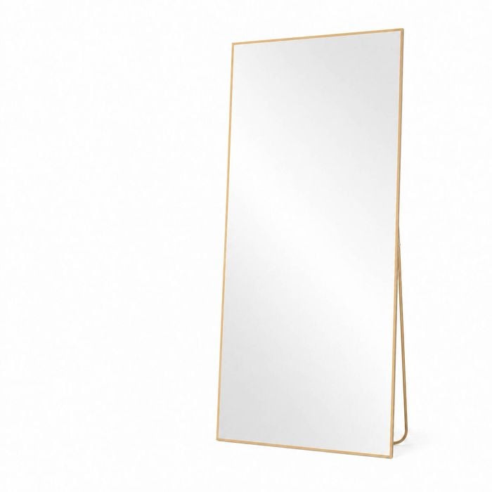 OAKORY 165x60cm Rectangular Full Length Mirror, Floor Mirror with Aluminium Alloy Frame Gold