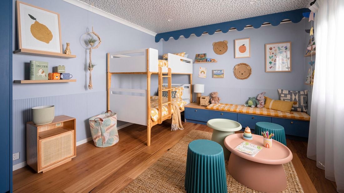 after shot of house transformation into kids bedroom 