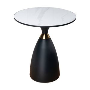 Metal Side Table with Sintered Stone Tabletop white