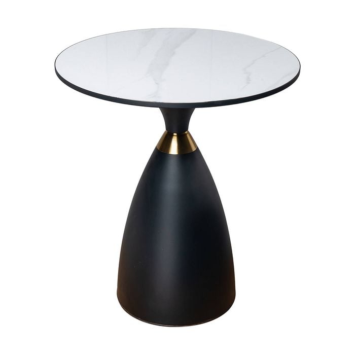 Metal Side Table with Sintered Stone Tabletop white