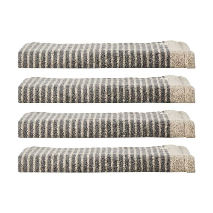 4PK Linen House 630GSM Inverloch Shadow Charcoal Cotton Hand Towel 40x60cm