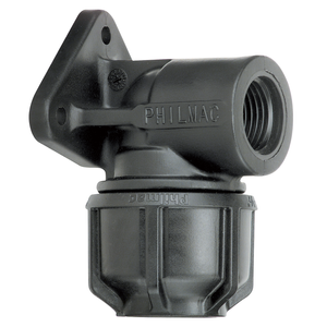 Philmac Metric 25mm x 3/4" Poly x FI BSP Pipe Elbow with Wall Plate