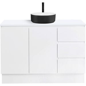 CIBO 1200mm White Nordic Full Height Bathroom Vanity With Black And White Basin - White
