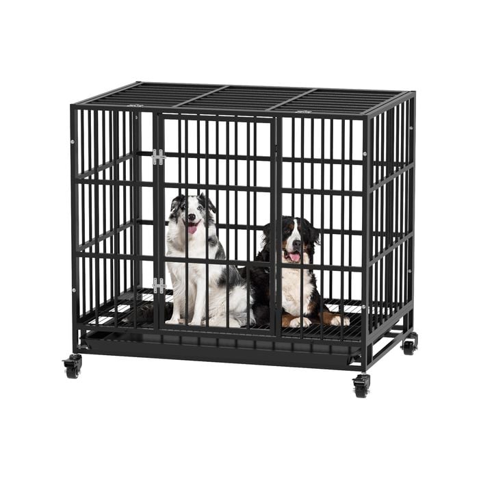 38 Dog Crate Pet Cage Heavy Duty Foldable Kennel Portable w Pet Calming Bed XXL Bunnings Australia