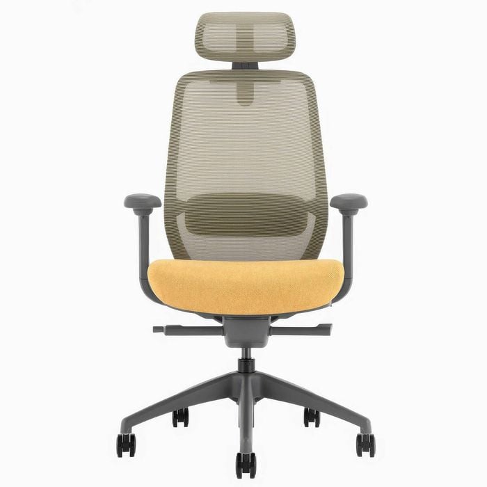 Desky Coilflex Ergonomic Office Chair - Yellow And Grey With Headrest