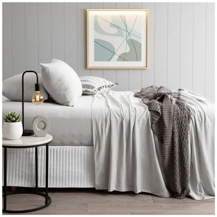 Renee Taylor Comfort T’s Organic Cotton Jersey Sheet Set Grey Marle Queen