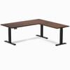 Desky L-shape Sit To Stand Red Walnut Rubberwood Desk 1800x750x1750x600mm Matte Black Leg