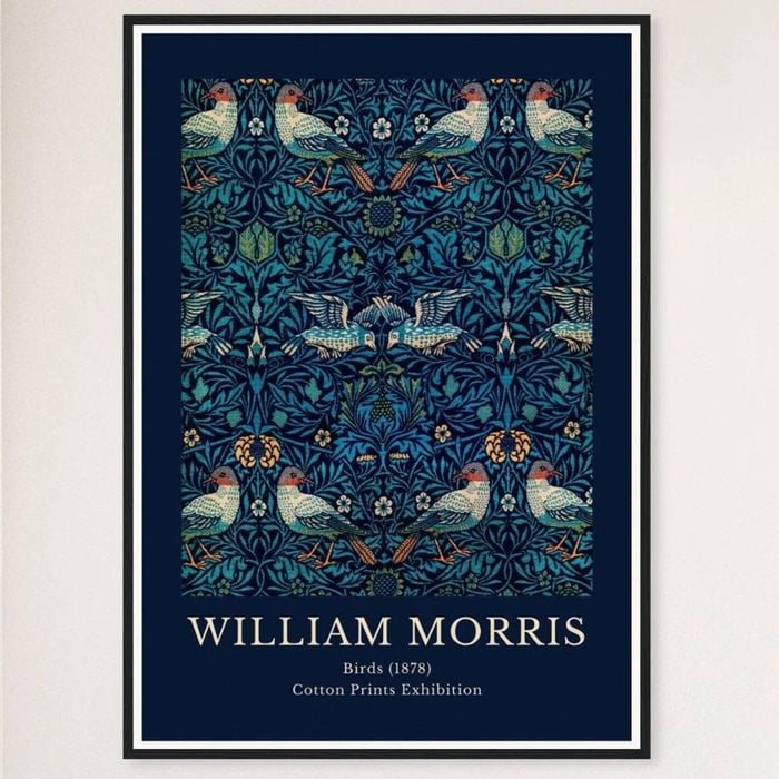 Galrie William Morris Birds Print Exquisite Cotton Exhibition Artwork (1878) Home Decor, Black Frame, A1 60 x 84cm (23 x 33inch)
