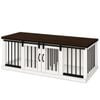 Paws and Willow Double Arctic White with Espresso Top Wooden Dog Crate Barn Doors with Bars