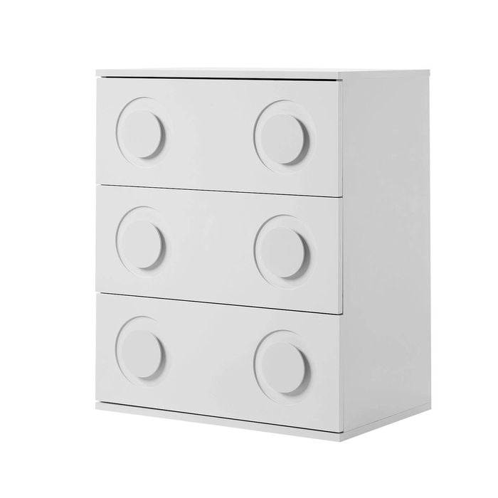 Oikiture 3 Chest of Drawers Spacious Cabinet Bedroom Dresser Nightstand White