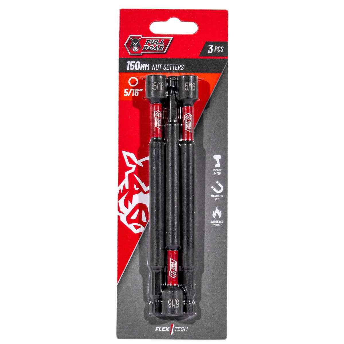3-Pack Sutton Impact 5/16" X 65mm Magnetic Hex Drive Nutsetter / Tek Bits