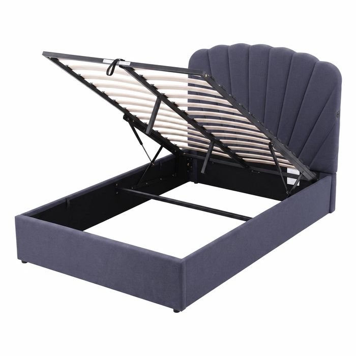 Artiss Double Bed Frame with Lift Up Storage and USB Ports Grey