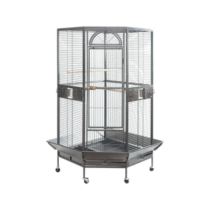 Yes4pets 161 Cm Xl Corner Bird Cage Pet Parrot Aviary Perch Castor Wheel Stand Black Silver