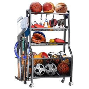Sports Equipment Organizer Heavy Duty Carbon Steel Ball Storage Rack