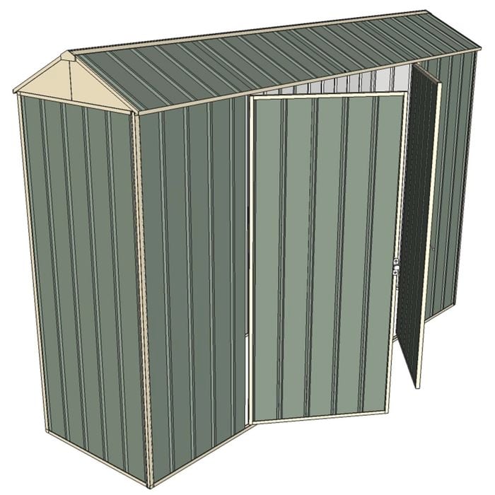 Build-a-Shed 0.8 x 3 x 2.1m Gable Double Hinged Side Door Shed - Green