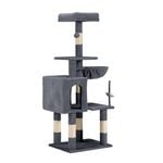 Petzly Cat Tree Tower Scratching Post Scratcher Condo 125cm Beige/Dark Grey/Grey