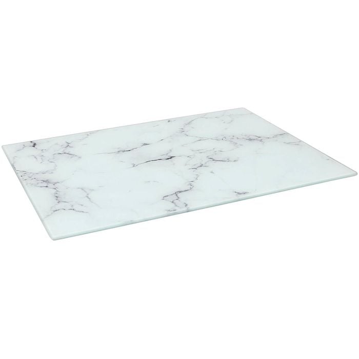 Glass Chopping Board - 50 x 40cm - Marble Effect - Kitchen Dining Place Mats Cutting Mat Worktop Saver Cooking & Food Prep