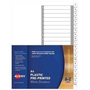 Avery Plastic Pre-printed Dividers A4 (White) (A-Z Tab)