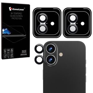 Icoverlover [2-pack] For Iphone 16 Camera Lens Protectors With Locator Black