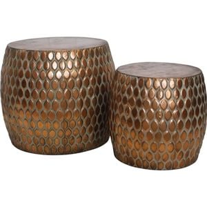 2pc Lvd Turtle Scale Table Stool Home Living Decor Set Copper Finish Metal