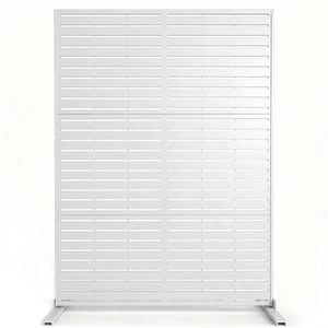 Advwin Metal Privacy Screen, Outdoor Freestanding Fence Panel 118x180cm with Stand, White-1PCS