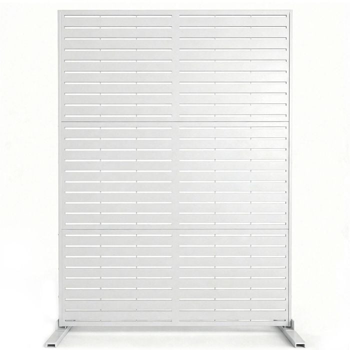 Advwin Metal Privacy Screen, Outdoor Freestanding Fence Panel 118x180cm with Stand, White-1PCS