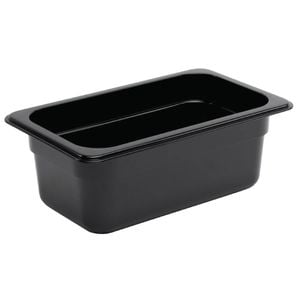 Vogue Gastronorm Pan Polycarbonate Black Gn 1/4 100mm Food Storage Container