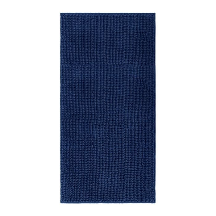 Barelli 120cm x 60cm Chenille Navy Non-Slip Bath Mat