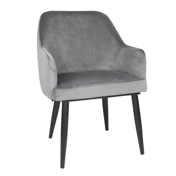 Bolero Lia Velvet Chairs Grey Padded Dining Seating Set Of 2 810x580mm