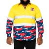 NRL Roosters 'Camo' Hi-Vis L/S Cotton Drill Shirt - 3XL