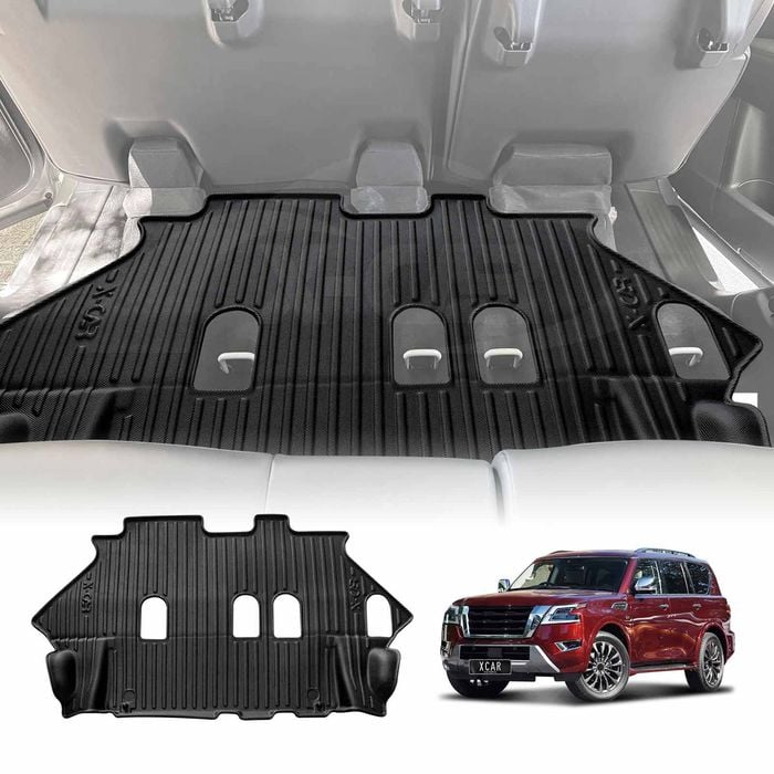 Third Row Seat Floor Mat for Nissan Patrol 2012-Onwards  Y62 Series Heavy Duty All Weather Car Mats Carpet Liner Set