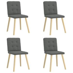 vidaXL Button-Tufted Dining Chairs 4 pcs Dark Grey Fabric Wooden Legs 45 x 54 x 86 cm