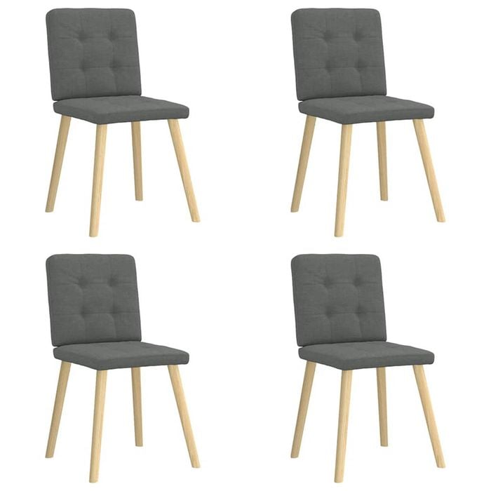 vidaXL Button-Tufted Dining Chairs 4 pcs Dark Grey Fabric Wooden Legs 45 x 54 x 86 cm