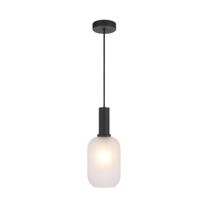 Telbix Aosta Contemporary Pendant Hanging Lamp Light Metal Glass Black Frost Matte Frosted