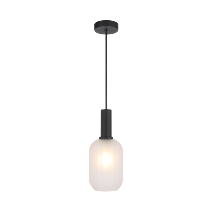 Telbix Aosta Contemporary Pendant Hanging Lamp Light Metal Glass Black Frost Matte Frosted