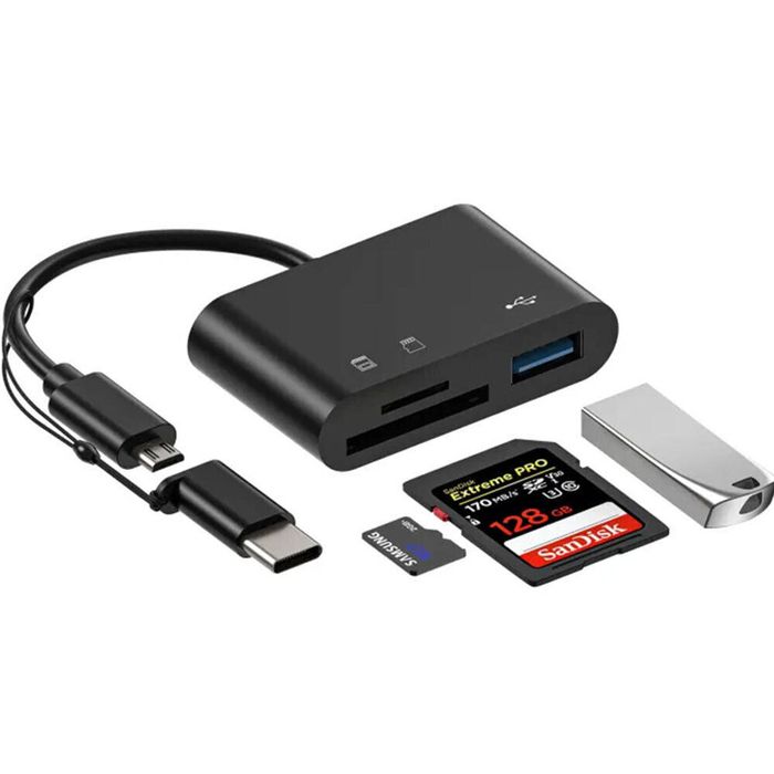 SplendidLiving Dual Interface Multifunctional Card Reader USB Micro Adapter SD TF High-Speed Data Transfer