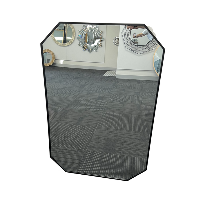 Best World  90cm X 60cm Black Octagon Mirror