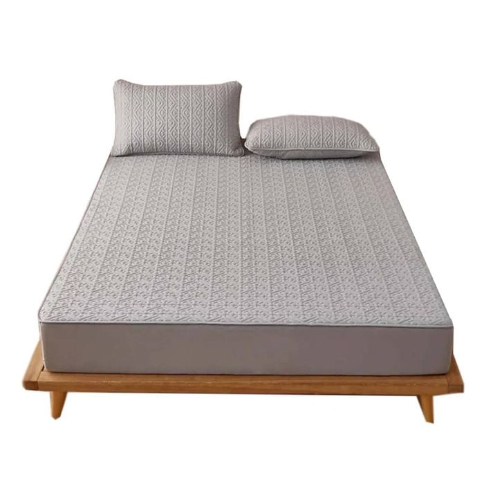 Anycozy Mattress Cover Gray 120x200cm Pure Cotton Soft Quilted Bed Sheet Anti-bacterial Protector Cover
