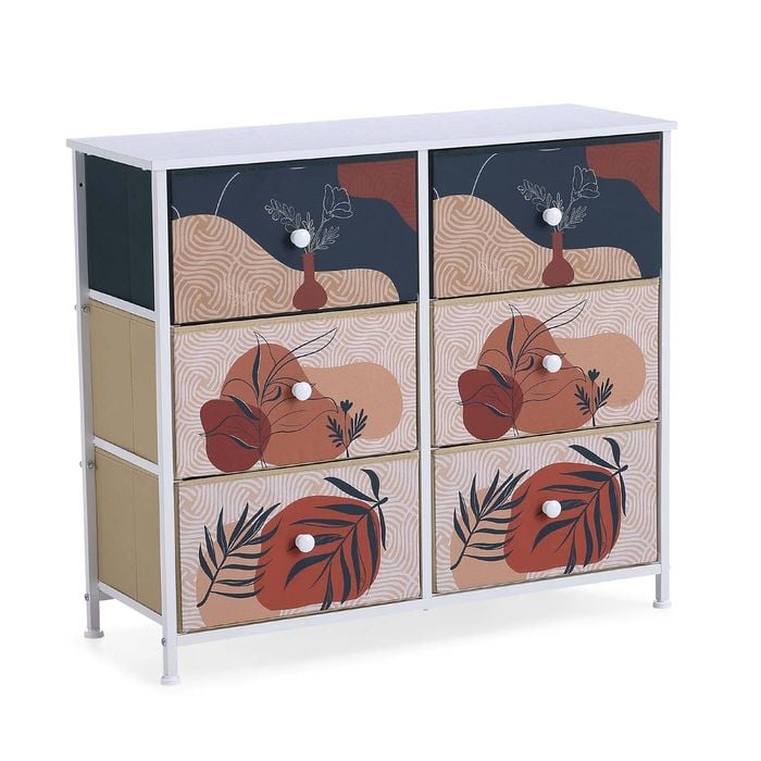 Bellos Living 6 Drawer Chest Flower Design Fabric Drawers
