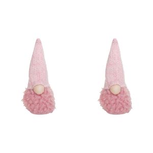 2PK LVD 11x40cm Polyester Fluffy Andie Gnome Home/Living Room Xmas Decor Pink