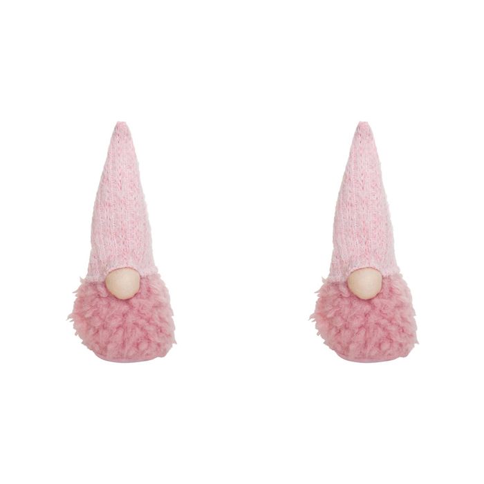 2PK LVD 11x40cm Polyester Fluffy Andie Gnome Home/Living Room Xmas Decor Pink