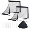 Costway 2x Portable Football Goals Kid Net Post Bag 120x92cm Pop Up