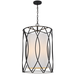 Telbix Dover Contemporary Pendant Hanging Lamp Light Metal Fabric Black Textured